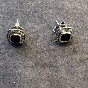David Yurman Petite Albion Stud Earrings with Black Onyx and Pave Diamonds